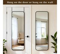 Specchio a figura intera con dispositivo di aggancio, 120 x 40 cm, specchio da appendere alla porta, vetro ad alta risoluzione con pellicola infrangibile, lega di alluminio, adatto per specchi da port