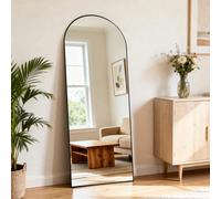 Specchio a figura intera con supporto pieghevole, 165 x 60 cm, specchio da parete, design curvo, vetro temperato HD, cornice in alluminio, adatto per camere da letto, corridoi e soggiorni 1. Design un