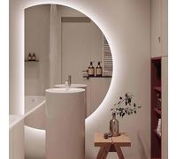 Specchio a figura intera da 119 cm con luce per trucco dimmerabile in 3 colori, specchio da bagno a semicerchio anti-appannamento, design elegante a parete per la decorazione della casa