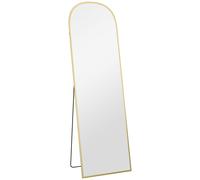 Specchio a Figura Intera da Terra o Parete 50x170cm con Supporto Pieghevole in Lega di Alluminio Oro