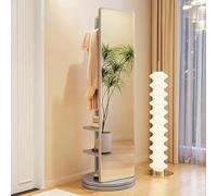 Specchio a Figura Intera Girevole a 360°, Specchi da Pavimento con Appendiabiti, Moderno Specchio a Corpo Intero in Piedi per Soggiorno, Camera da Letto, Spogliatoio