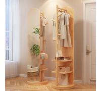 Specchio A Figura Intera Girevole A 360°, Specchio A Corpo Completo Specchio Da Terra In Legno Massello Con Appendiabiti Specchio A Figura Intera Da Terra Da 66'' Per Camera Da Letto Soggiorno