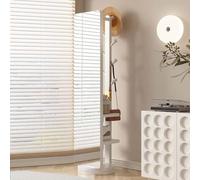 Specchio A Figura Intera Girevole in Legno Massello, Specchio da Pavimento e Appendiabiti, Specchio da Trucco per Camera da Letto, Soggiorno, Ingresso