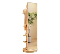 Specchio a figura intera, Specchio da pavimento in legno girevole a 360°, Appendiabiti con Specchi, Specchios lungo da terra per soggiorno, camera da letto e appartamento