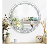 Specchio a forma di diamante in argento, per parete, rotondo, da appendere, senza cornice, per la casa, il bagno e la sala da bagno
