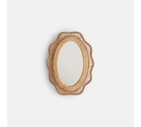 Specchio a forma di fiore, rattan, diametro 28 cm, ROZA Beige TU