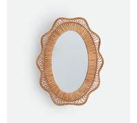 Specchio a forma di fiore, rattan, diametro 44 cm, ROZA Beige TU