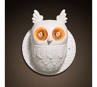 Specchio a Forma di Gufo dalle Corna Bianche Europeo, Applique da Parete Moderna per Camera da Letto per Bambini, Lampada da Parete per corridoio con Animali dei Cartoni Animati.