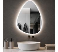 Specchio a Goccia Diametro 60x70 cm Led a 3 Colori Dimmerabile Accensione Touch