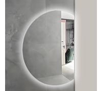Specchio a LED a 3 colori da 35" 39" per bagno, specchio da parete intelligente retroilluminato a mezzaluna da 43" 47" 51", antiappannamento, luminosità regolabile (taglio sinistro, 90x60 cm/35x2