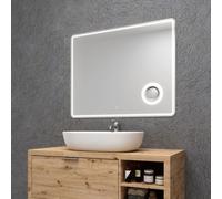 Specchio a Led rettangolare Hydra con ingranditore retroilluminato - CONFEZIONE: 1 pz., Tonalità: Dimmerabile 2700-4500-6500K, Dimensione: 80x60 cm