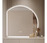 Specchio a LED Senza Cornice, Quarto di Cerchio, 24" 32" 35" 39", Specchio da Bagno Moderno, specchi da Parete, specchi da Bagno antiappannamento con dimmer Touch, 3 Colori 3000K-6000K, con
