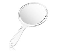 Specchio a Mano Bifacciale, Specchietto Bifacciale, Specchio Cosmetico, Specchietto con Maniglia, Ingrandimento 1X/3X, per il Trucco Quotidiano Delle Donne (Trasparente)