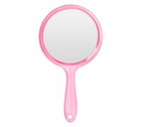 Specchio a Mano con Manico Specchio Bifacciale Specchio con Ingrandimento 1X/3X Specchio Cosmetico Forma Rotonda specchio portatile da viaggio per Parrucchiere Trucco Quotidiano da Dentista (rosa)