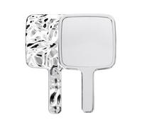 Specchio a Mano con Manico, Specchio Portatile Professionale, Specchia da Barbiere con Maniglia Ergonomica, Specchietto per Dentista, Perfetto per Trucco, Viaggi e Rasatura (Argento) (1, Rettangolare)