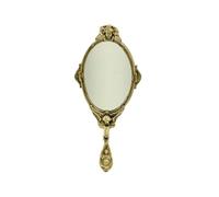 Specchio a mano in ottone lucido con manico angeli artigianato Made in Italy
