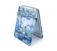 Specchio a mano piccolo, rettangolare, compatto, ingranditore, mini specchio tascabile, specchio da borsa, specchio da viaggio compatto, ninfee,