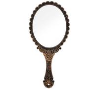 Specchio a Mano Vintage Ovale Piccolo in Bronzo - Tascabile con Manico Retrò per il Trucco - Per Donne, Ragazze, Viaggi, Casa, Ufficio