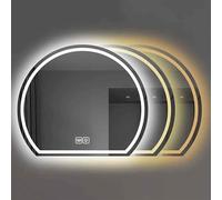 Specchio a mezzaluna illuminato a LED, dimmerabile, senza cornice, decorazione da parete per camera da letto e bagno, elegante specchio rotondo da 80 cm per una decorazione moderna della casa