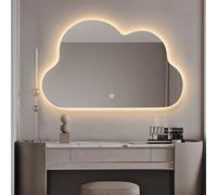 Specchio a nuvola a LED per bagno, design senza cornice, rilevamento del corpo umano, visualizzazione del tempo e della temperatura, funzione anti-appannamento, perfetto per l'arredamento moderno del