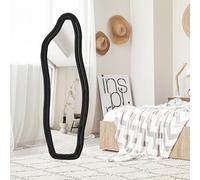 Specchio a Parete Lungo 140 x 45 cm, Specchi a Terra con Cornice in Lega di Alluminio, Grande Specchio Asimmetrico Moderno a Nuvola per Camera da Letto, Bagno e Soggiorno, Nero
