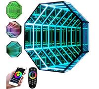 Specchio a Tunnel LED Infinity Mirror Light con Telecomando 3D Octagon Infinity Wall Mirror Multi Color Changing Light per Casa Camera da Letto Soggiorno Party Bar A-30cm/11.8"