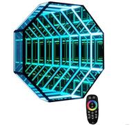 Specchio a Tunnel LED Infinity Mirror Light con Telecomando 3D Octagon Infinity Wall Mirror Multi Color Changing Light per Casa Camera da Letto Soggiorno Party Bar A-70cm/27.6"