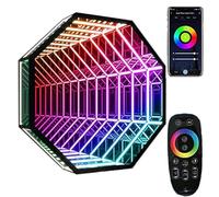Specchio a Tunnel LED Infinity Mirror Light con Telecomando 3D Octagon Infinity Wall Mirror Multi Color Changing Light per casa Camera da Letto Soggiorno Party Bar Gaming Decor,11.8in/30cm