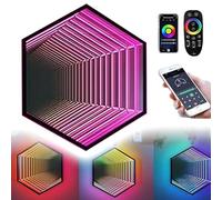 Specchio a Tunnel LED Infinity Mirror Light con Telecomando 3D Octagon Infinity Wall Mirror Multi Color Changing Light per Casa Camera da Letto Soggiorno Party Bar B-30cm/11.8"