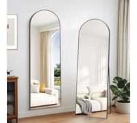 Specchio ad arco a figura intera da 162 x 50 cm con supporto Specchio da pavimento Telaio in lega di alluminio, Specchio per tutto il corpo, autoportante, montato a parete