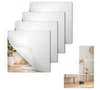 specchio adesivo da paretespecchio camera da lettospecchio da parete rettangolarespecchio adesivo per armadioSpecchio da Parete in Vetro con il Bordo Lucidato, Specchio Adesivo(20cm x 20cm, 4 pezzi).