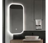 Specchio angolare a LED, Specchio da Bagno con Supporto Girevole a 360°, Specchio Rettangolare da Parete con Cornice in Metallo, 3 Colori di luminosità Regolabile all'infinito, Specchio per