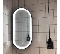 Specchio angolare da bagno a LED dimmerabile, specchio ovale da parete con staffa girevole regolabile, telaio in alluminio, 3 temperature di colore, dimensioni 35 x 60 cm