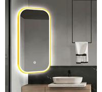 Specchio angolare da bagno a LED, orientabile a 360°, cornice in metallo, dimmerabile all'infinito, specchio per trucco HD per una perfetta riflessione, design girevole, 3 colori disponibili