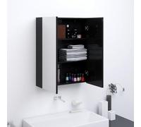 Specchio armadio da bagno con 3 scomparti e 2 porte, mobile da parete in vetro e MDF con superficie in melammina, elegante contenitore per articoli da toeletta
