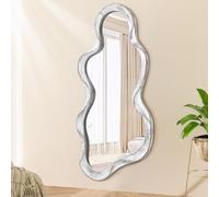 Specchio asimmetrico irregolare da parete moderno cornice in legno unico artistico carino ed elegante specchio a nuvola decorativo per guardaroba camera da letto soggiorno bagno ingresso grande bianco