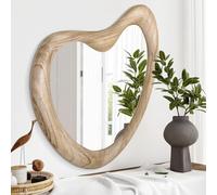 Specchio Asimmetrico per Parete, Grande 70 x 50cm Specchio Irregulare per Parete Moderna Cornice in Legno Forma Unica Specchio da Toeletta Montato a Parete Specchi Artistici Decorativi per Camera da