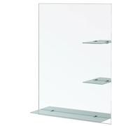 Specchio bagno 60x80 cm a filo lucido con mensole in vetro satinato