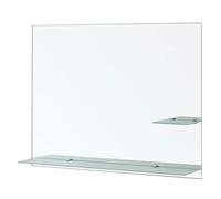 Specchio bagno 80x60 cm a filo lucido con mensole in vetro satinato