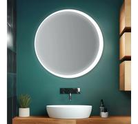 Specchio da Bagno Tondo Diametro 90 cm, retroilluminato con Cornice Luminosa LED, Luce Bianca Naturale, Installazione a Parete