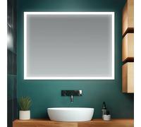 Specchiera da Bagno 70x90 cm, Reversibile con Cornice retroilluminata LED Luce Bianca Naturale, Installazione a Parete