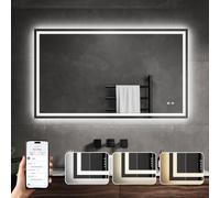 Specchio Bagno con Luce, Compatibile con Alexa e Google Assistant, Controllo Tramite App, Tonalità E Luminosità Regolabili, Interruttore Touch, Funzione Antiappannamento, Vetro Temperato HD (60*80cm)