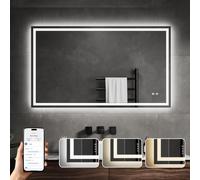 Specchio Bagno con Luce, Compatibile con Alexa e Google Assistant, Controllo Tramite App, Tonalità E Luminosità Regolabili, Interruttore Touch, Funzione Antiappannamento, Vetro Temperato HD (70*120cm)