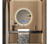 Specchio Bagno con luce, Espelho Casa di Banho con 3 Livelli di Regolazione della Luminosità Funzione di Sbrinamento Specchio di Trucco con Luce Specchio LED Bagno con Indicatore di Temperatura