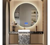 Specchio Bagno con luce, Espelho Casa di Banho con 3 Livelli di Regolazione della Luminosità Funzione di Sbrinamento Specchio di Trucco con Luce Specchio LED Bagno con Indicatore di Temperatura