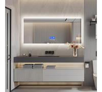 Specchio Bagno con luce, Espelho Casa di Banho con 3 Livelli di Regolazione della Luminosità Funzione di Sbrinamento Specchio di Trucco con Luce Specchio LED Bagno con Indicatore di Temperatura