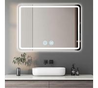 specchio bagno con luce specchio bagno ledVetro temperato antideflagrante, disappannamento intelligente, luci a tre colori regolabili, funzione di memoria, adatto per bagni, hotel, servizi igienici