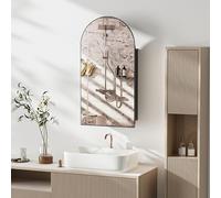 Specchio Bagno Contenitore Dal Design Curvo, Ampio Vano Portaoggetti Nascosto, Armadio Specchio Bagno Sopra Il Lavabo, Pratico Ed Elegante Per Il Bagno (Nero, 42x79x12 Cm)