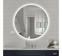 Inbagno Specchio da Parete Tondo 60 cm retroilluminato, Effetto a Cornice con LED a Luce Fredda, a Filo Lucido con Spessore 0.4