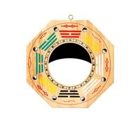 Specchio Bagua Dipinto in Legno di Pesca, Ornamenti in Placca di Legno con Specchio Convesso, Regalo di Inaugurazione della Casa, Pendente Feng Shui per Porta del Balcone di Casa, Specchio da 12,8 cm